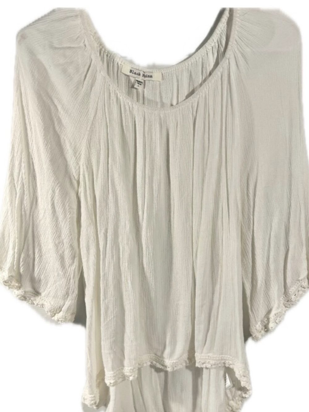 Black Rainn Boho Peasant 3/4 Sleeve Top Size L